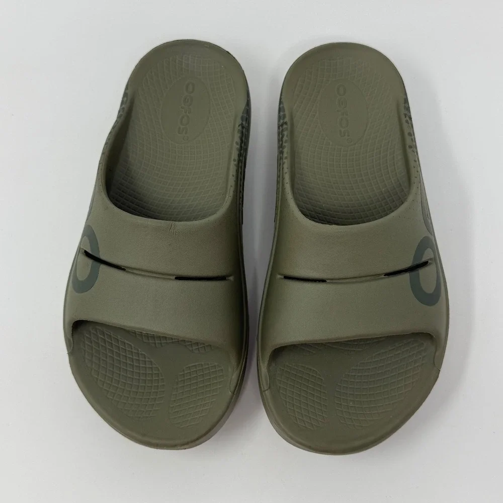 Oofos OOahh Sport Slide Sandals Forest Green Mens 4 Womens 6 EU 37 Recovery